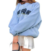 Sky Blue Cute Bear Long Sleeve Sweatshirt